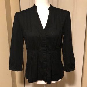 Ann Taylor Fitted Semi-Sheer Striped Button Down